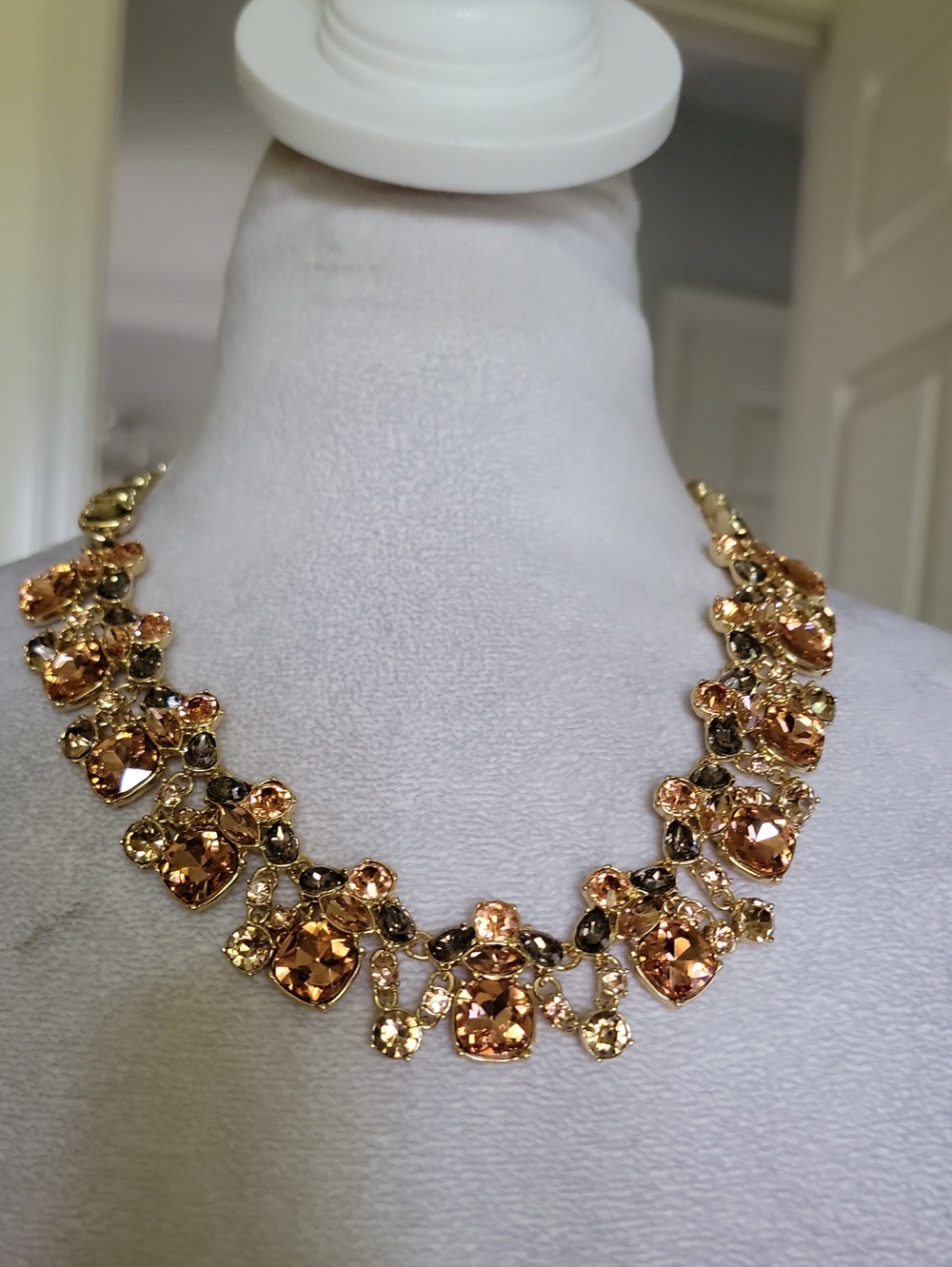 Talbots Gold-Tone Champagne Crystal Statement Necklace